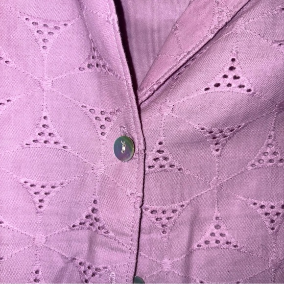 2 pc Susan Graver Lilac Adjustable 3/4 Sleeve Eyelet Embroidery Top and Tank - Picture 3 of 12